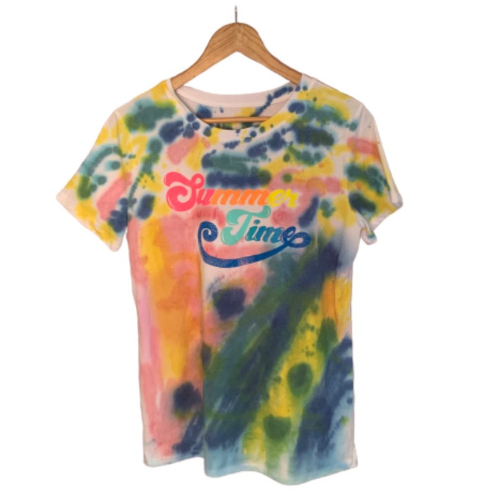 One of a kind custom hand dyed Graphic women's tee